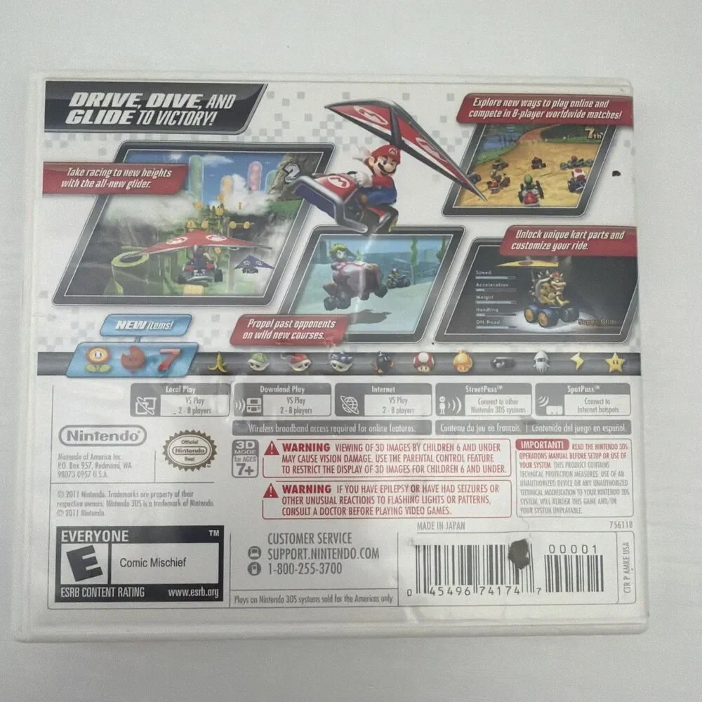 Mario Kart 7 Nintendo 3DS Complete CIB Manual Inserts Tested - Damaged Case